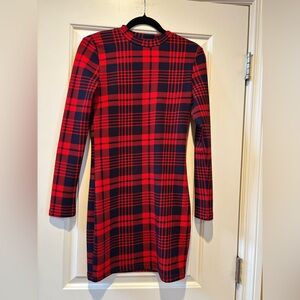 Zaful Red and Navy Plaid Dress